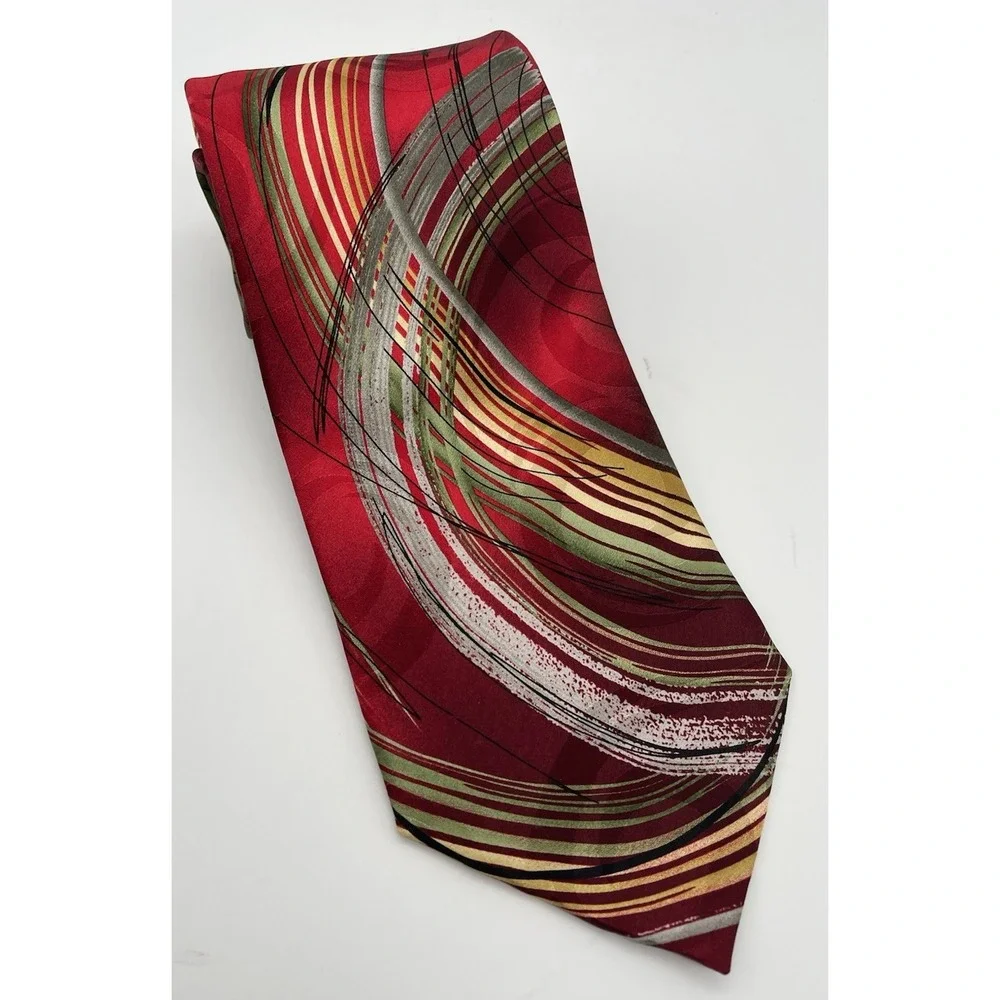 J. Garcia Tie Necktie Clockworks 2007 Collection 45 100% Silk Red‎ Green 60